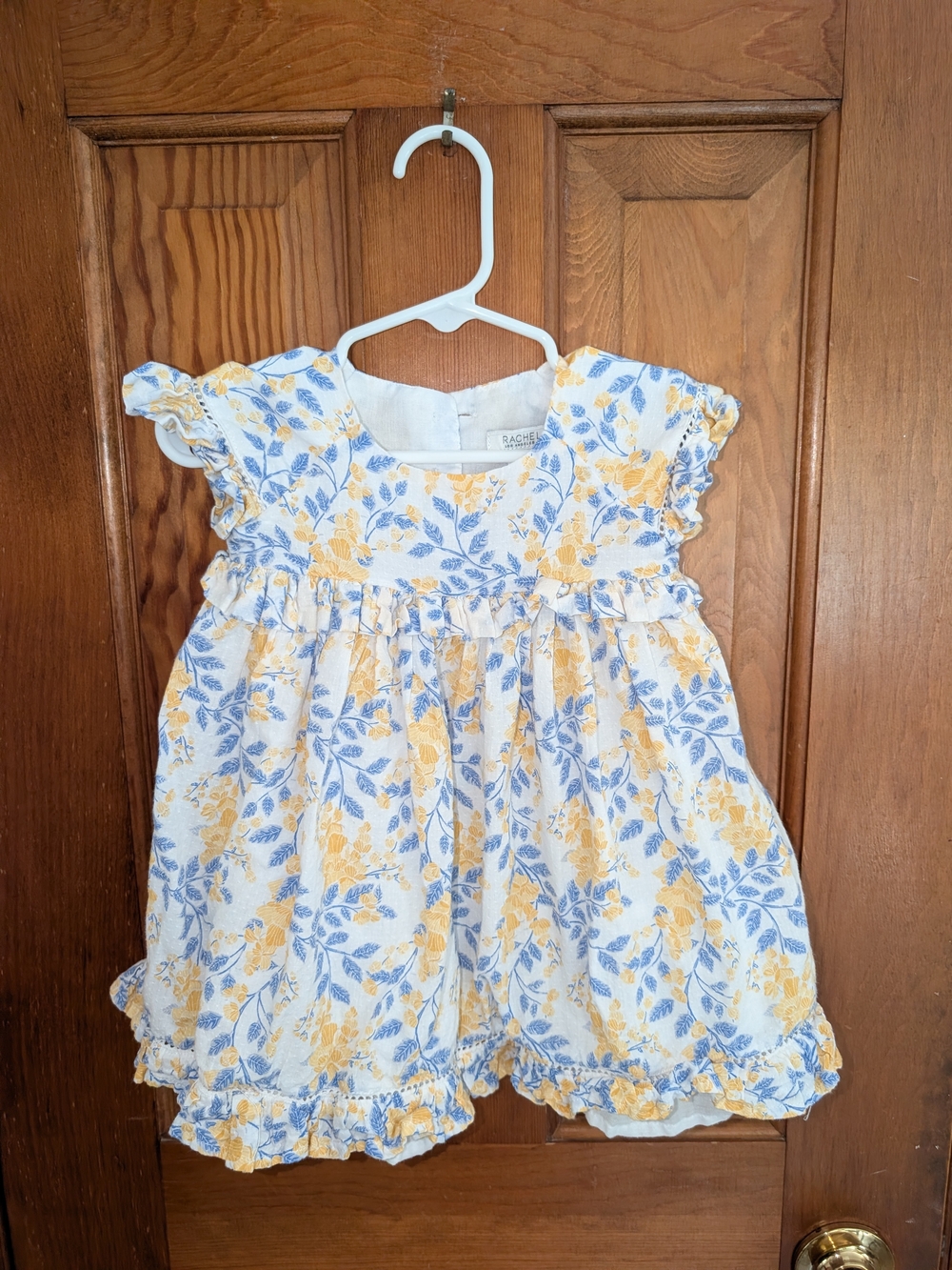 Rachel Zoe White Dress with Yellow & Blue Floral Print